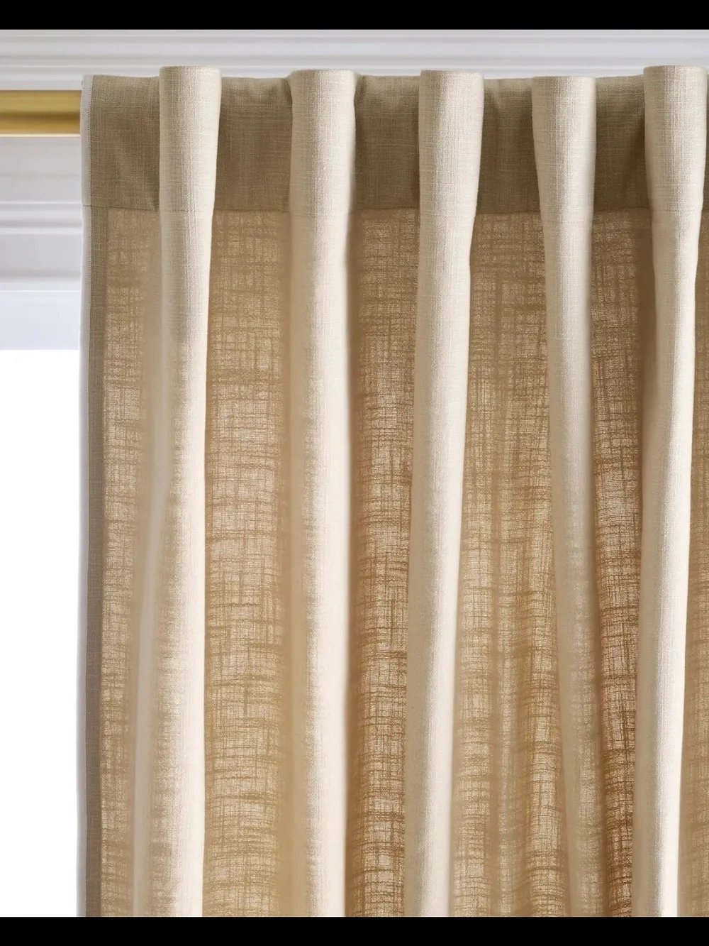 Quince Piped Edge Cotton Curtain Single Panel - 48 X 84 - Natural & White